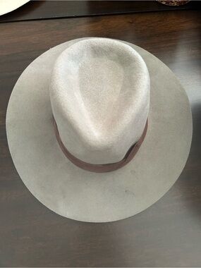 Classic Wyeth Wide-Brim Wool Hat in Light Gray with Brown Band